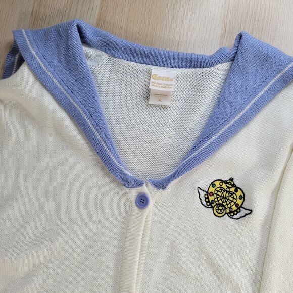 Sailor Moon Hot Topic Cardigan XL School Uniform Moon Sceptor Brooch Sweater - Picture 2 of 11
